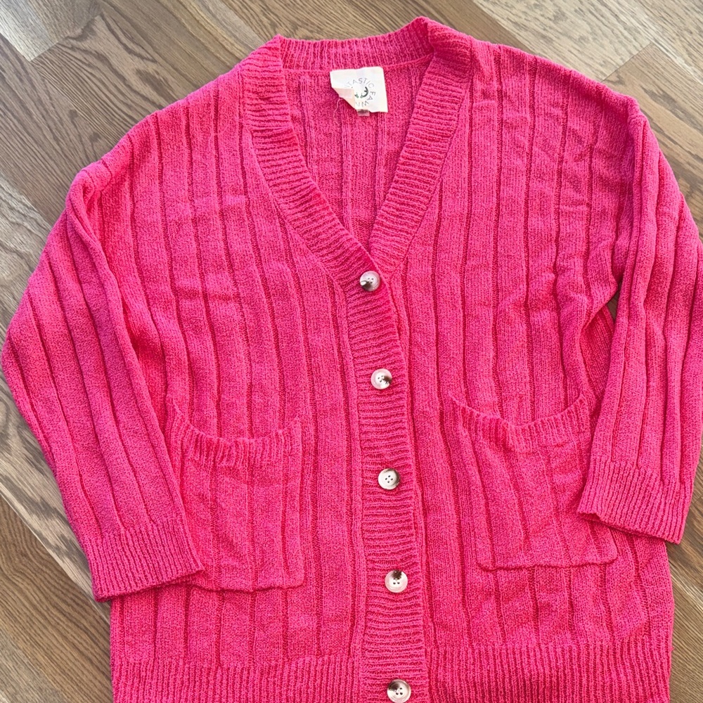 Fantastic Fawn Vibrant Pink Button-Up Cardigan